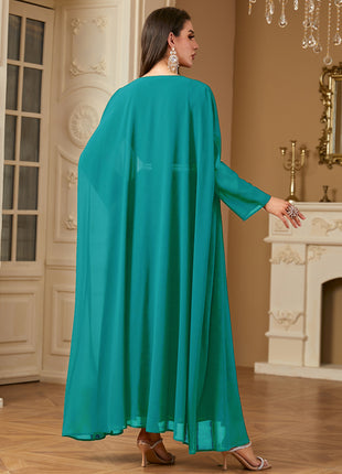 Europe Fashion Casual Maxi Dresses for Women Embroidery Lace Dress