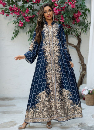 Muslim Dress Women Abaya for Eid Diamond Party Dresses Arab Long Robe Print Abayas Dubai Morocco Kaftan Islam Jalabiya Vestidos