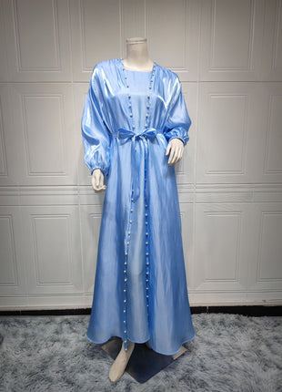 Muslim Dress 2 Piece Set Abayas Women Autumn Elegant Party Arab Morocco Hijab Abaya Dubai Turkey Islam Kaftan Musulmane Vestidos