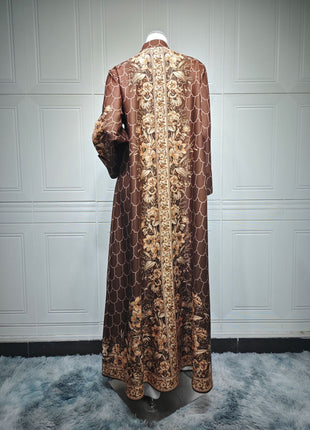 Muslim Dress Women Abaya for Eid Diamond Party Dresses Arab Long Robe Print Abayas Dubai Morocco Kaftan Islam Jalabiya Vestidos