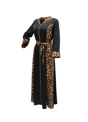 Muslim Abaya Dress Women Dubai Dresses Jalabiya Leopard Print Vestidos Modest Robe Morocco Arab Abayas Kaftan Islam Ramadan