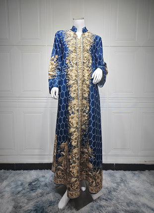 Muslim Dress Women Abaya for Eid Diamond Party Dresses Arab Long Robe Print Abayas Dubai Morocco Kaftan Islam Jalabiya Vestidos