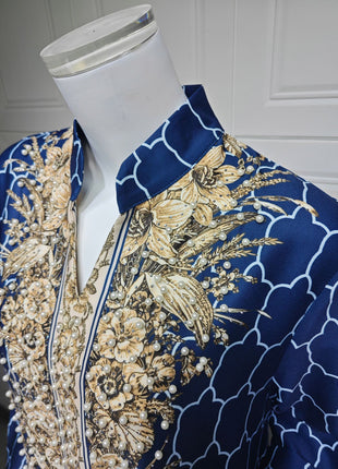 Muslim Dress Women Abaya for Eid Diamond Party Dresses Arab Long Robe Print Abayas Dubai Morocco Kaftan Islam Jalabiya Vestidos