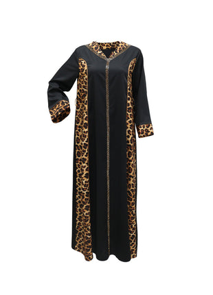 Muslim Abaya Dress Women Dubai Dresses Jalabiya Leopard Print Vestidos Modest Robe Morocco Arab Abayas Kaftan Islam Ramadan