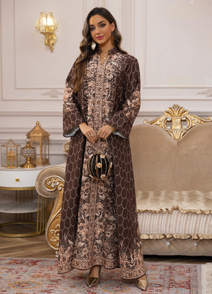 Muslim Dress Women Abaya for Eid Diamond Party Dresses Arab Long Robe Print Abayas Dubai Morocco Kaftan Islam Jalabiya Vestidos