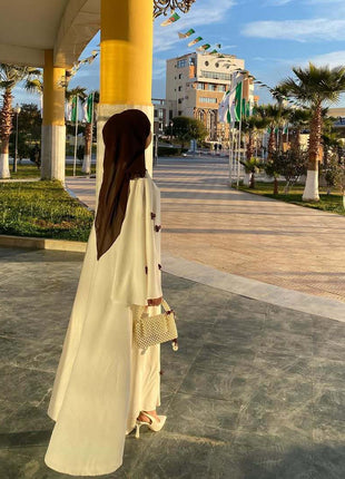 Women Dress Muslim Abaya for Eid Arab Bow Flare Sleeve Long Robe Jalabiya Ramadan Dubai Abayas Kaftan Vestidos Morocco Dresses