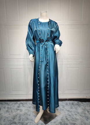 Muslim Dress 2 Piece Set Abayas Women Autumn Elegant Party Arab Morocco Hijab Abaya Dubai Turkey Islam Kaftan Musulmane Vestidos