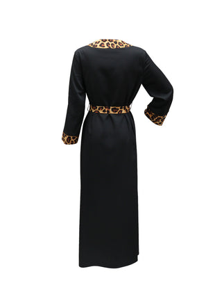 Muslim Abaya Dress Women Dubai Dresses Jalabiya Leopard Print Vestidos Modest Robe Morocco Arab Abayas Kaftan Islam Ramadan