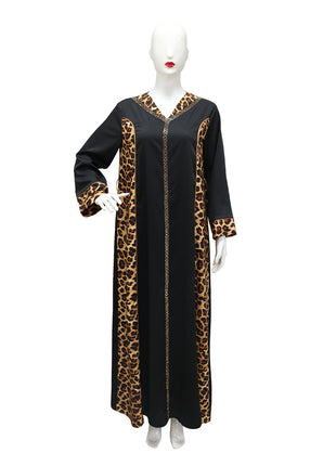 Muslim Abaya Dress Women Dubai Dresses Jalabiya Leopard Print Vestidos Modest Robe Morocco Arab Abayas Kaftan Islam Ramadan