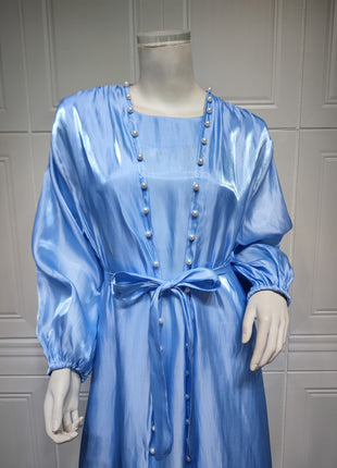 Muslim Dress 2 Piece Set Abayas Women Autumn Elegant Party Arab Morocco Hijab Abaya Dubai Turkey Islam Kaftan Musulmane Vestidos