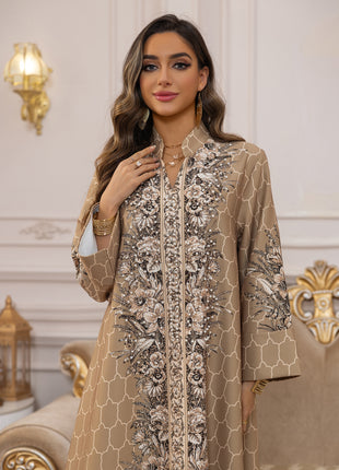Muslim Dress Women Abaya for Eid Diamond Party Dresses Arab Long Robe Print Abayas Dubai Morocco Kaftan Islam Jalabiya Vestidos