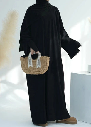 2025 New Arrival Turkey Dubai Muslim Winter Abaya Corduroy Women Closed Abaya Loose Daily Wear Muslim Long Winter Dress