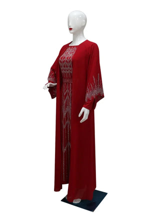 2024 Dubai Abaya Autumn Fashion Muslim Long Sleeve V-neck Party Evening Maxi Dress Kaftan clothes for Muslim Dress Women Outfits