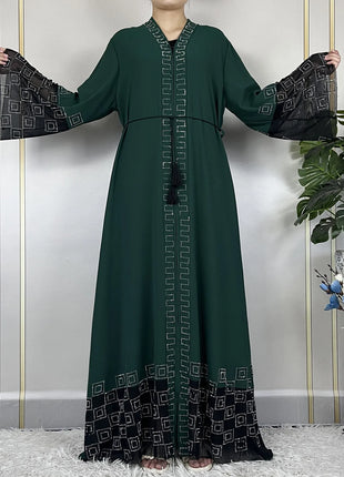 2024 For Women Elegant Dresses Dubai Party Outfits Long Sleeved Chiffon Dashiki Muslim Women Robe Open African Abaya Clothing