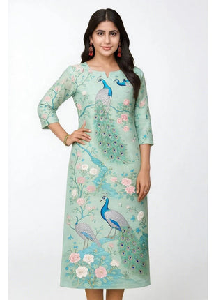Muslim Kurt Women's Fashionable And Comfortable Dress With Peacock Straight Tube And A Variety Of Vacation Styles