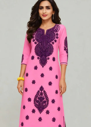 National style Muslim Women Kurtta Casual Dress Slit hem Straight Casual Ethnic Mandarin 3D Design Abito Donna Turkish Abaya