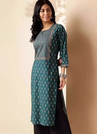 Indian Women's Ethnic Style Pure Cotton Printed Seven Quarter Sleeve Top