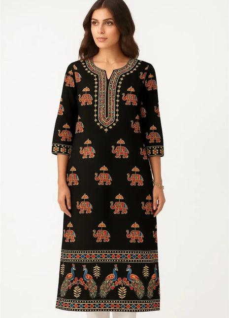 National style Women Kurt Casual Dress Long Sleeve Straight Casual Ethnic Flower Mandarin 3D Design Suitable Ladies Abaya Muslim