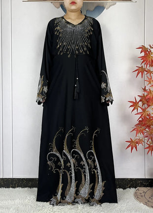 2024 New Dubai Muslim Femme Elegant Dress African Abaya For Women Arabic Islamic Robe Chiffon Fabric Long Sleeve Turkey Clothing