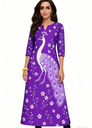Muslim Peacock Kurtta Women's Casual Fashion Dress Long Sleeved Straight Tube Casual Ethnic Flower Abaya Musulmane Modest Dress
