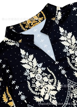 Retro Middle Eastern Style Women's Dress Embroidered Muslim Ethnic Fashionable Autumn Summer Courtly Wind Clothing Set
