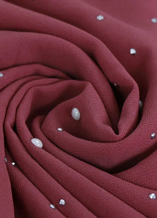 180*70CM New Plain Diamond Beads Bubble Chiffon Instant Hijab Shawls Solid Thick Head Wraps Foulard Sjaal Muslim Bonnet Cachecol