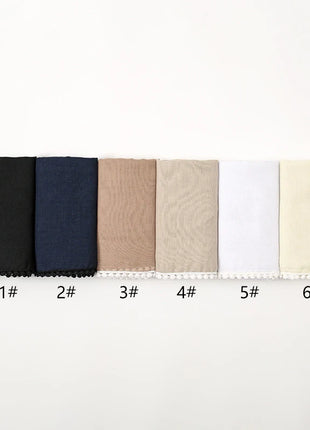 New Cotton Hijab With Lace Muslim Scarf Long Shawls Headscarf Wraps Foulard Echarpe Bufanda Muslim Sjaal Islam Eid Headband