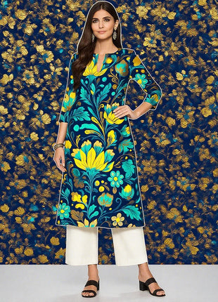 Muslim Dress Kurt Women's Fashionable And Elegant Long Sleeved Straight Tube Casual Flowers Pattern Robe Traditionnelle Arabe