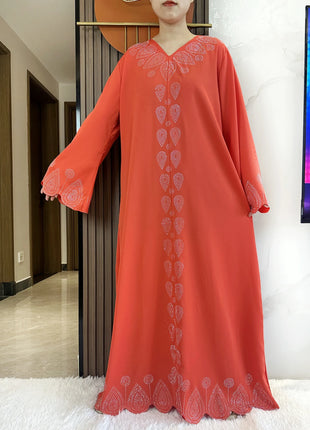 New 2024 Dubai Diamond Muslim Modest Dress for Women Elegant Arabic Femme Hijab Abaya 2024 Islamic Long Sleeve Turkey Clothing