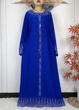 2025 New Abaya Dubai Luxury Muslim Dress for Women Elegant Arabic Femme Abaya Diamond Loose Islamic Long Sleeve Turkey Clothing