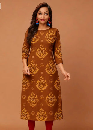 Muslim Dress Kurt Women Fashionable Elegant Straight Tube Casual Slit hem Color Elephant Pattern Tenue De Priere Femme Musulmane