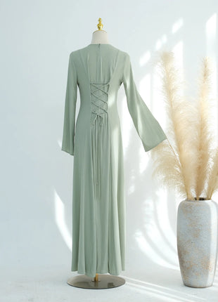 2025 Summer Arabic Muslim Women Modest Dress Eid Dubai Plain Abaya Islam Party Outfit Elegant Holiday Dresses Turkey Kaftan Robe