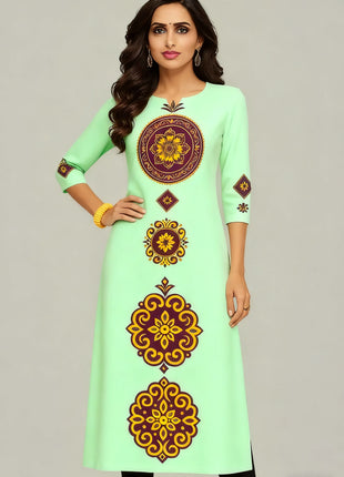 National style Kurt Women's Fashion Comfortable Long Sleeve Straight Casual Ethnic Peacock Pattern Robe Musulman Femme