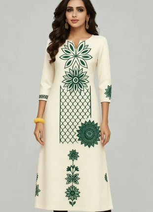 National style Women's Kurt Casual Fashion Dress Long Sleeved Straight Tube Casual Ethnic Flower Muslim Kaftan Dresses Morocco
