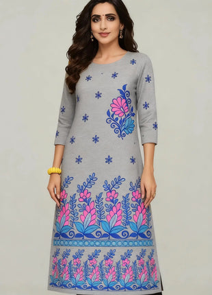Muslim 2026 Dress Kurt Women's Fashionable And Elegant Slit Hem Kurtta Straight Tube Casual Modest Dress Abito Donna Musulmana