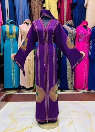 Elegant African Large Size Women's Dress No Zipper Commuting Luxury Wedding High Waist Loose Waist Long Sleeve round Neck Dress
