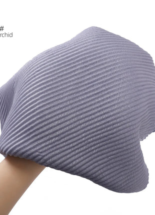 New Breathable Soft Solid Color Silver Silk Crumpled Shiny Pleated Shawl Women's Hair Towel Scarf One Piece Dropshipping