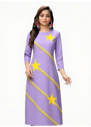National style Muslim Women Kurtta Casual Dress Slit hem Straight Casual Ethnic Mandarin 3D Design Suitable Caftan Femme