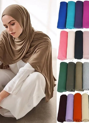 Hot Muslim Fashion Woman Soft Hijabs Scarf Shawl Plain Cotton Jersey Scarves Turban Women Long Shawls Head Wrap Headband Abaya