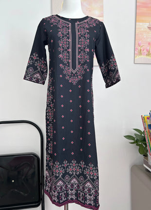 Muslim Dress Kurt Women's Fashionable Elegant Straight Tube National Style Pattern Noble Skirt Slit Hem Abito Donna Musulmana