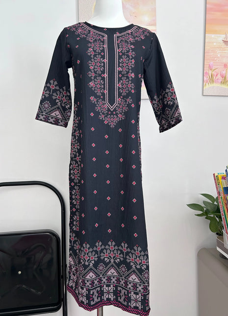 Muslim Dress Kurt Women's Fashionable Elegant Straight Tube National Style Pattern Noble Skirt Slit Hem Abito Donna Musulmana