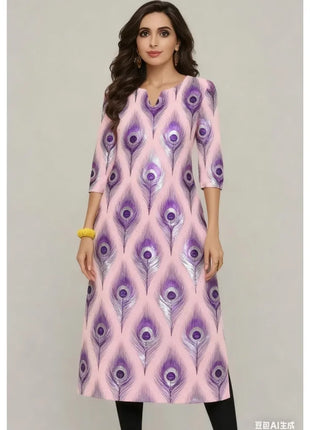 Muslim Kurtta women's Casual Fashion Dress National style Straight Tube Casual Ethnic Flower Round Neck Regular Design Sense