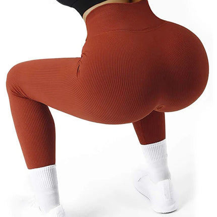 Women Ribbed Seamless Leggings High Waisted Gym Yoga Pants Push Up Leggings Athletic Fitness Workout Leggins Booty Sport Tights