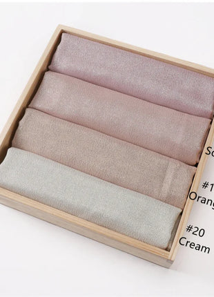 2025 Abaya Women Veil Gold Solid Color Muslim Head Scarf Shawls and Wraps Glitter Pashmina Bandana Female Foulard Hijab