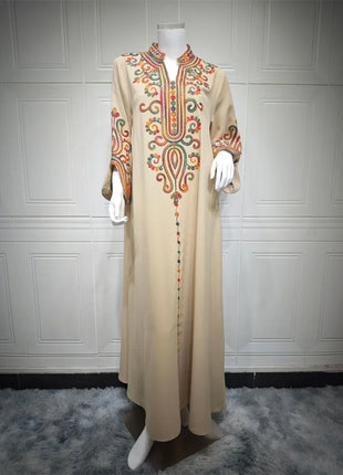 Ramadan Muslim Women's Embroidered Loose abaya Dresses For Women Gala Morocco Dubai Elegant Casual Kaftan