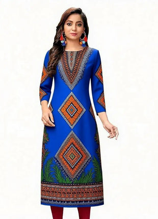 Muslim Dress Kurt Women's Fashionable And Elegant Slit hem Straight Tube Casual Kurtta Pattern Robe Abito Donna Musulmana