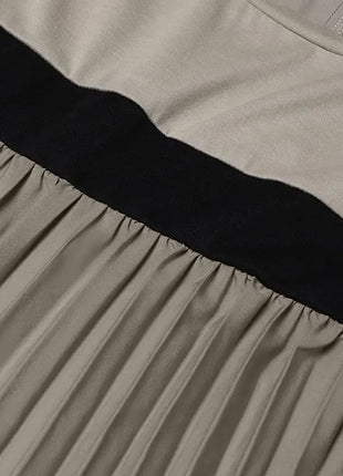 ZANZEA Autumn Women Muslim Dress Turkey Abaya Elegant Long Lantern Sleeve Patchwork Sundress Pleated Vestidos Islamic Dubai Robe