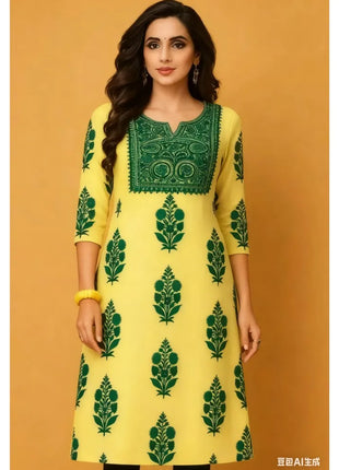 Muslim Women's Kurt Casual Fashion Dress Straight Tube Casual Ethnic Flower Muslim Fashion Long Sleeve Dresses National Style