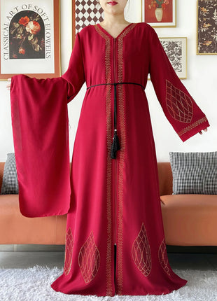 Elegant Women's Party Dress Chiffon Loose Open Zipper Abaya Muslim Islamic Clothing Cardigan Style for Special Occasions