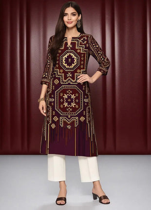 Muslim Dress Kurt Women's Fashionable And Elegant National style Straight Tube Casual Color Elephant Pattern Women Dress Abaya